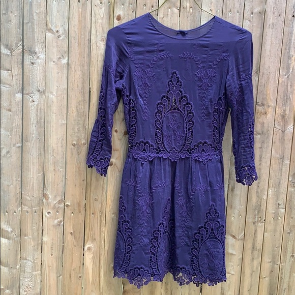 Dolce Vita Blue Silk/Lace Dress - Picture 8 of 10